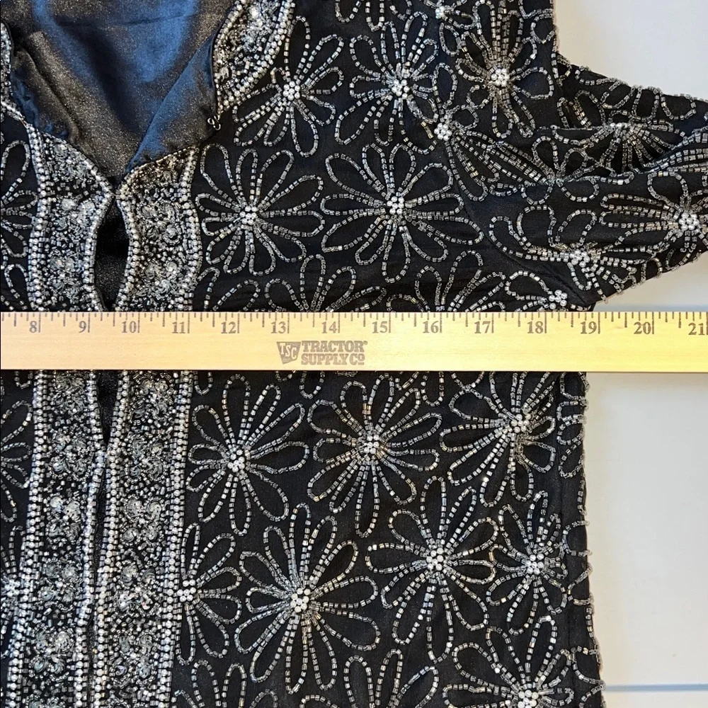 Vintage Scala Black Floral Daisy Beaded Jacket M